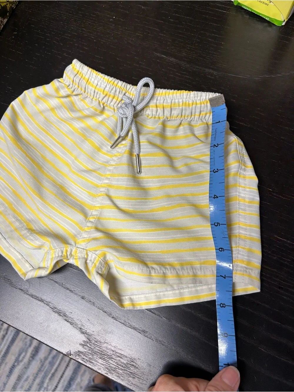 Knot Kids Yellow & Grey & White Striped Swim Trunks 12 months